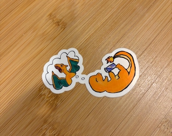 Glumanda trinkender Red Bull Aufkleber