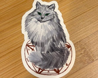 Archimedes - Katabasis, cat inside magic pentagram sticker