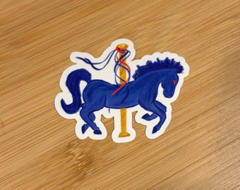 Blucifer carousel horse sticker