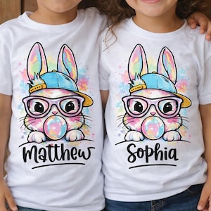 Personalized Easter Bunny Shirt – Kids Custom Name Pastel Watercolor T-Shirt