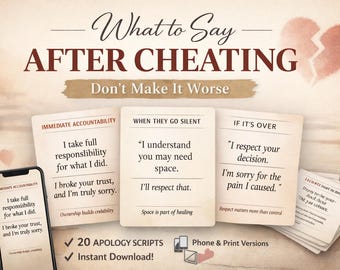 Infidelity Apology Script Cards | Relationship Repair (Phone & Printable Download)