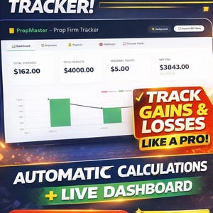 May include: A digital advertisement for a financial tracking application. The image shows a dashboard interface with financial metrics, such as expenses and payouts. Text includes "Track Gains & Losses Like a Pro!" and "Get Started Now!"