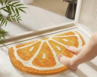 Badmat sinaasappelschijfje | Citrusvruchten badkamertapijt | Absorberende getufte vloermat