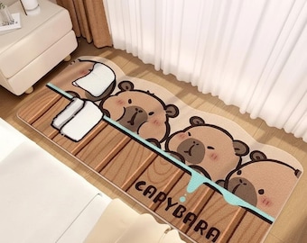 Capibara-badmat | Schattige keukenloper met dierenprint, antislip absorberend vloerkleed
