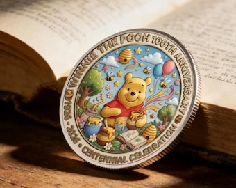 Disneyland Winnie The Pooh 100th Anniversary Commemorative Coin, Disneyland Pooh and Friends Collectible Coin, Pooh 100th Celebration Merch