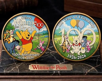 Disneyland Winnie The Pooh 100th Anniversary Commemorative Coin, Disneyland Pooh and Friends Collectible Coin, Pooh 100th Celebration Merch