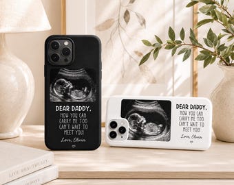 Custom Sonogram Phone Case, Pregnancy Announcement Gift for New Dad