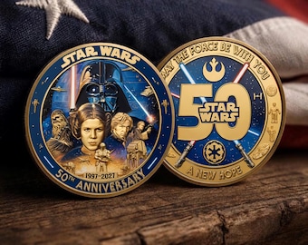 StarWars 50th Anniversary 2027 Commemorative Coin, Starwars 1977-2027 Collectible Coin, Maul Han Solo Leia Lover, Starwars Anniversary Merch