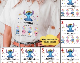 Custom Mama Shirt, Mama Est with Kid Name, Personalized Mom Shirt, Personalized Blue Alien Mama Shirt, Custom Mothers Day Gift