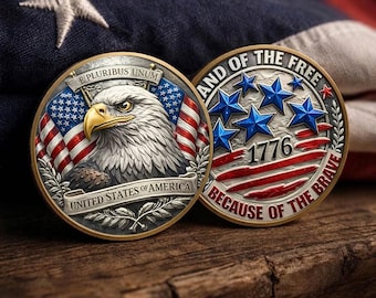 Moneda patriótica del 250 aniversario de la Tierra de los Libres, moneda de 1776 conmemorativa de 250 años de fortaleza, artículo de colección del 250 aniversario, patriótica 1776-2026