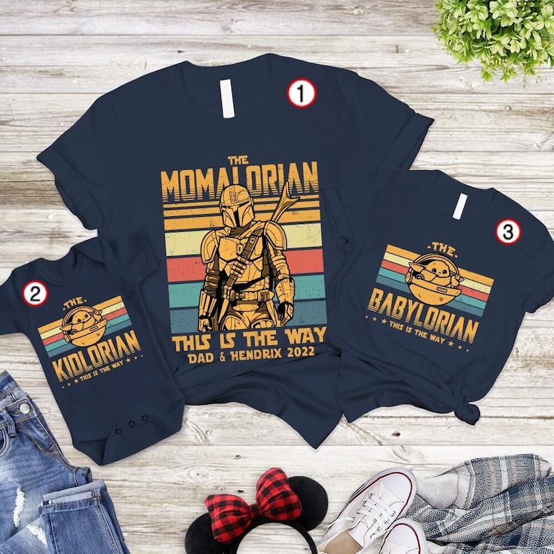 Dadalorian Starwars Father's Day T-Shirt, The Dadalorian Father Son Matching T-Shirts, Baby Yoda And The Mandalorian Dad Shirt Gift For Dad image 1