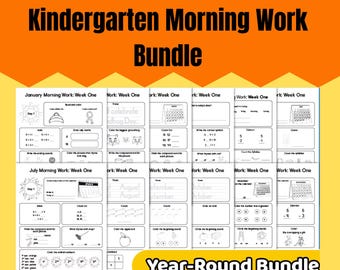 Kindergarten Morning Work Bundle | Daily Worksheets for Kids | Math & Literacy Activities | Printable PDF