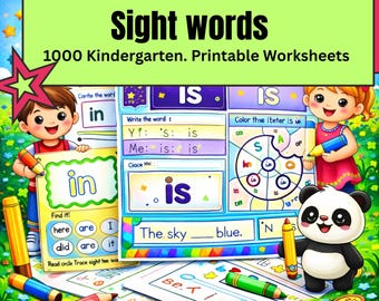 Sight Words 1000 Worksheets for Kids | Kindergarten & Preschool Printable Reading Activities | Tracing, Phonics, Flashcards