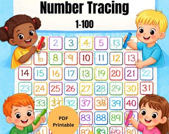 Number Tracing Worksheets 1-100 | Preschool & Kindergarten Math Printable | Learn to Write Numbers