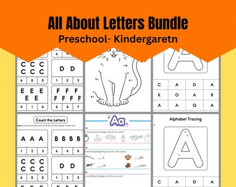 Preschool Kindergarten Phonics Worksheets Bundle | Alphabet Tracing, Letter Recognition (PDF Download)
