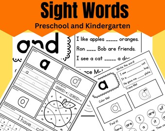 Preschool &Kindergarten Alphabet and Sight Word activities bundle Printable PDF