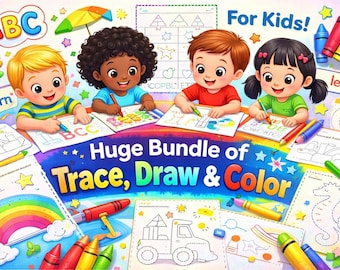 Kids Tracing Bundle | Alphabet, Numbers, Shapes, Animals (PDF Download)