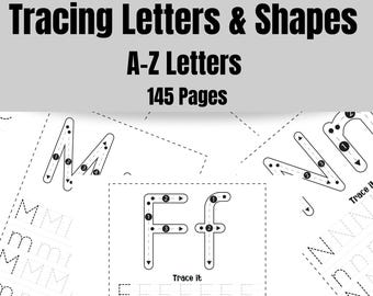 Preschool and Kindergarten Tracing Worksheets Bundle | Alphabet & Shapes Practice | Printable Activity Book.