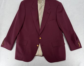Blazer da uomo Wimbledon by Racquet Club, bordeaux, con bottoni dorati e stemma. Prodotto negli Stati Uniti.
