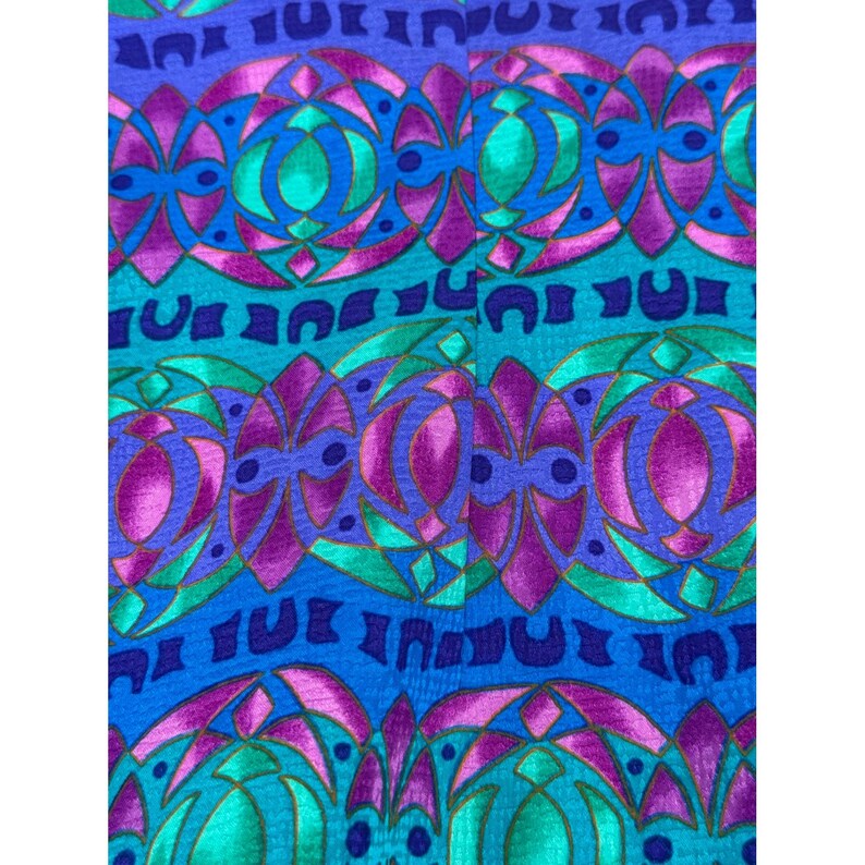 Adrianna Papell Silk Blouse Vintage Blue Teal Magenta Geometric Print NWT Sz 12 image 5
