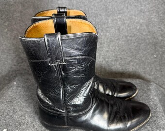 Vintage Black Leather and Reptile Western Cowboy Boots by El  display picture 2