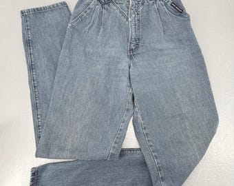 Jeans vintage Rocky Mountain Western para mujer, talla 30/11, cintura alta, plisados, color azul, fabricados en EE. UU.