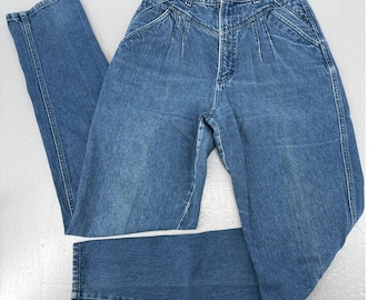Ms Rocky Mountain Vintage Western High Waisted Pleated Tapered Jeans Blue 9/10