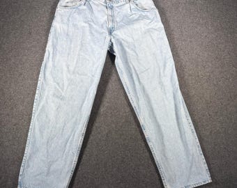 Jeans Levi's SilverTab Baggy Vintage, denim blu chiaro, anni '90, da uomo, taglia 38x31, vestibilità comoda.