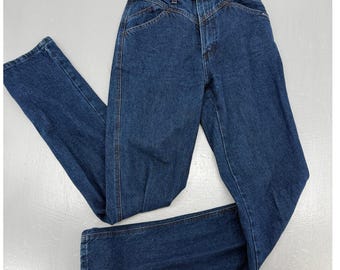 Rocky Mountain Clothing Co Jeans Western vintage a vita alta, lavaggio scuro, taglia 26, extra lunga
