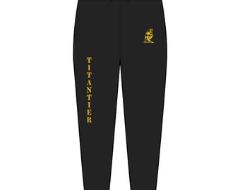 TitanTier Bestickte Jogger – Schwarz Gold Denker Jogginghose, Minimalistisches Kleidungsstück