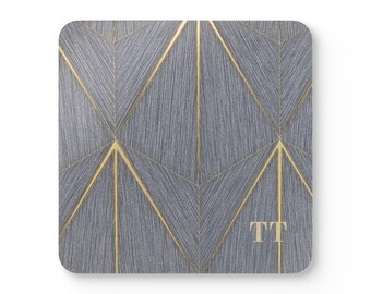 Neo Deco-Untersetzer-Set, goldfarben, geometrisches Design, Hartfaser-Untersetzer