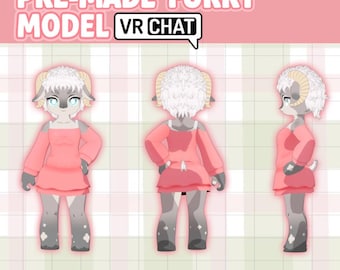 VRChat Melusine Zodiaco Aries / Avatar Furry Zodiacal / Modelo 3D de cuerpo completo