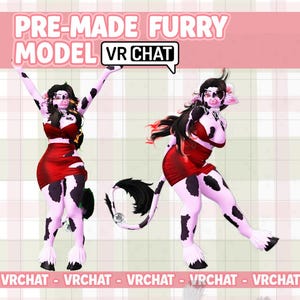 Avatar peludo de VRChat Melisa Vaca / Estilo Vaquera / Modelo 3D de cuerpo completo