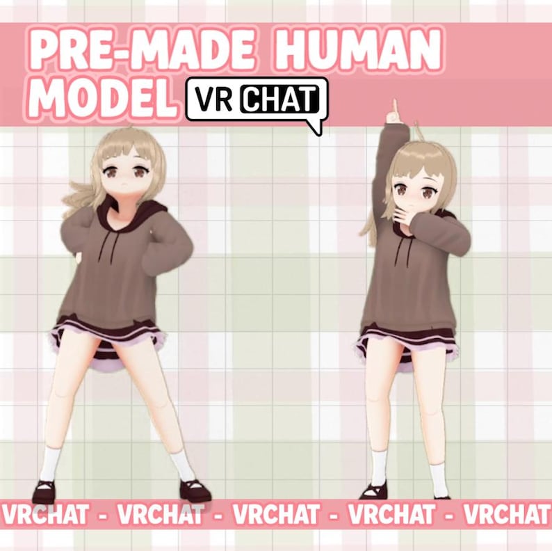 Vrchat Avatar Mira | Chibi Anime Girl Hoodie | Full Body Ready 3D Model ...