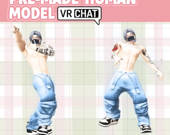 Avatar de VRChat Zack / Ropa urbana masculina de anime / Modelo 3D de cuerpo completo con tatuajes atrevidos