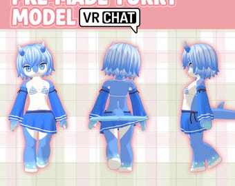 VRChat Melusine Zodiac Acuario / Avatar Furry Zodiacal / Modelo 3D de cuerpo completo