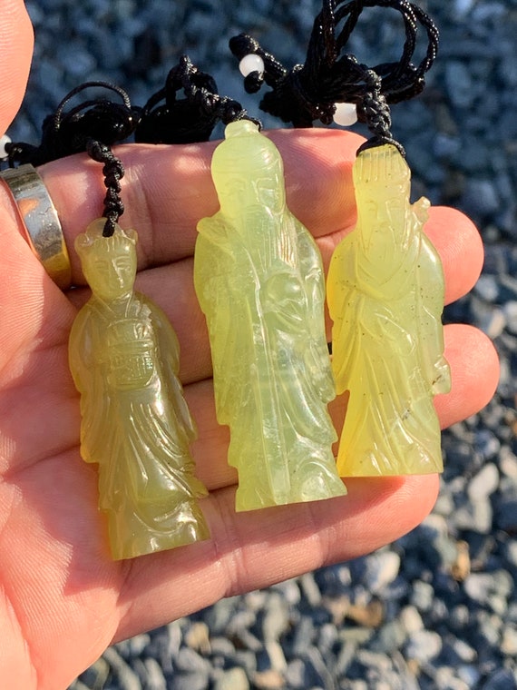 Three Chinese character statues Jade Jadeite two Chin… Gem