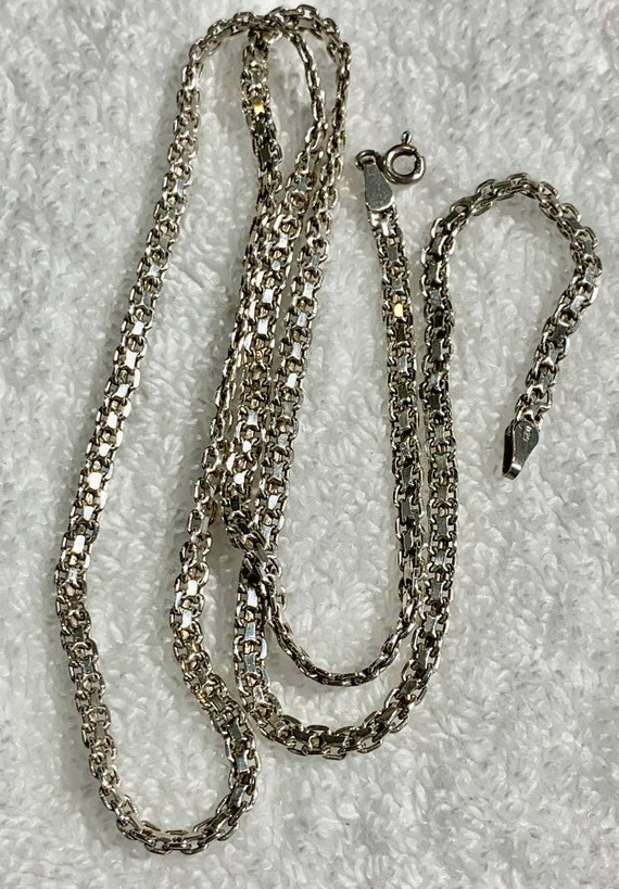 Sterling silver woven link style chain 24 inches - image 3