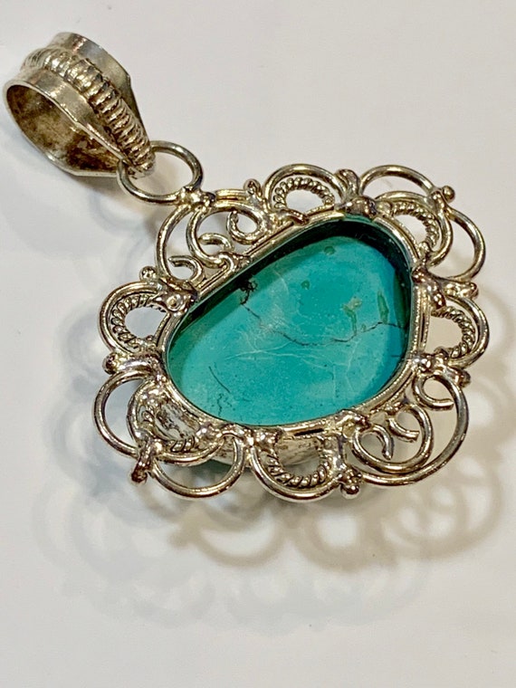 Amazing turquoise an 925 Sterling silver pendant - image 3