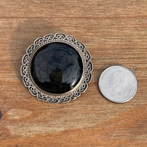 Vintage sterling silver and black and gold labradorite brooch combination lapel pin
