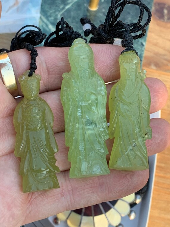 Three Chinese character statues Jade Jadeite two Chin… Gem