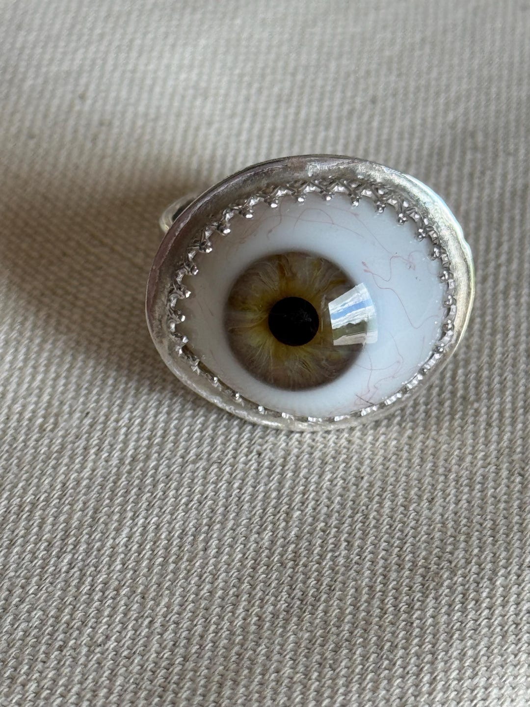 Handmaid Sterling Silver Vintage Prosthetic Eye Ring in a Size 10 1/2 ...