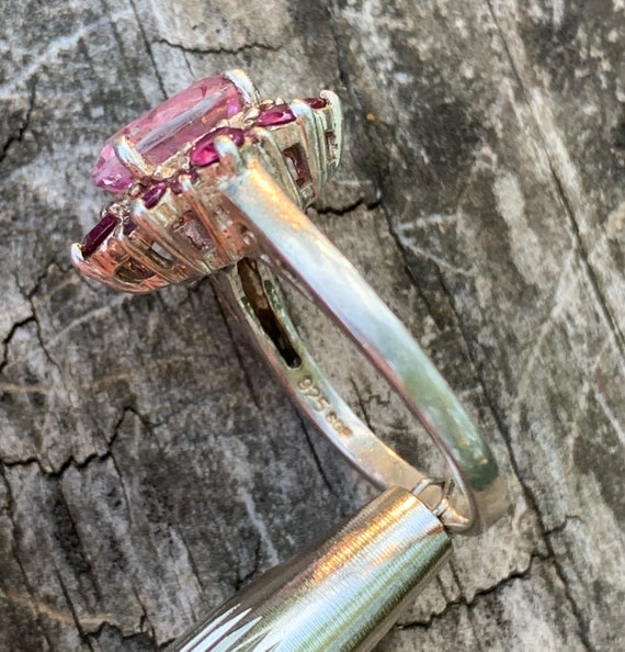 Sterling Silver Ruby Cluster Ring, Size 7 3/4 - image 3