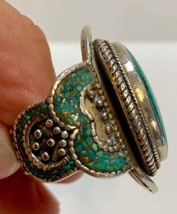 Sterling silver Tibetan style blue turquoise stat… - image 2