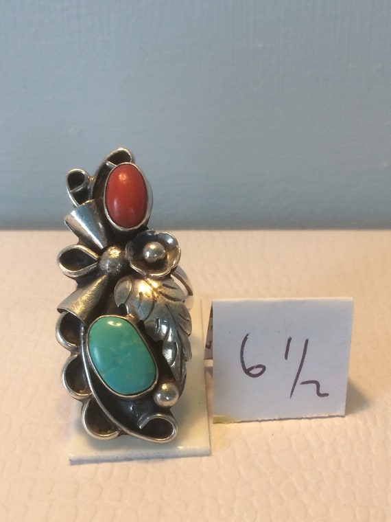 Twirling Medallion Vintage Native American Navajo Coral Sterling Silver Leaf Turquoise Bracelet Twirling Medallion Vintage Native American Navajo Coral Sterling Silver Leaf Turquoise Bracelet