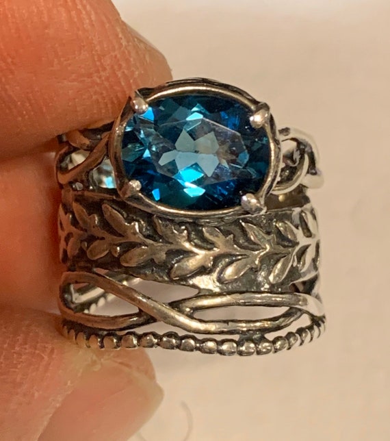 Multi layered sterling silver and blue topaz ring In … - Gem