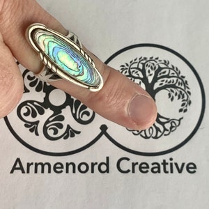 Vintage abalone shell gemstone set into sterling silver