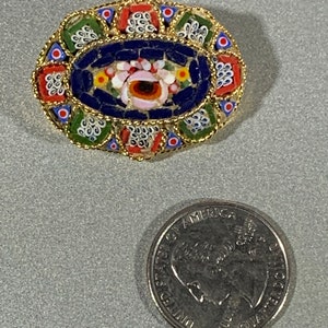 Beautiful Antique Italian victorian Micromosaic Glass brooch