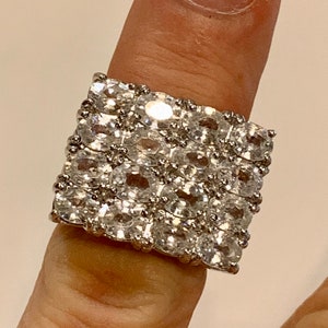Sterling silver and white sapphire statement ring in a size 5