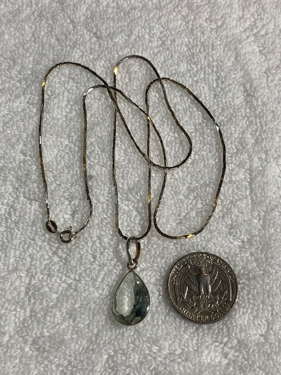Beautiful aquamarine teardrop pendant with chain